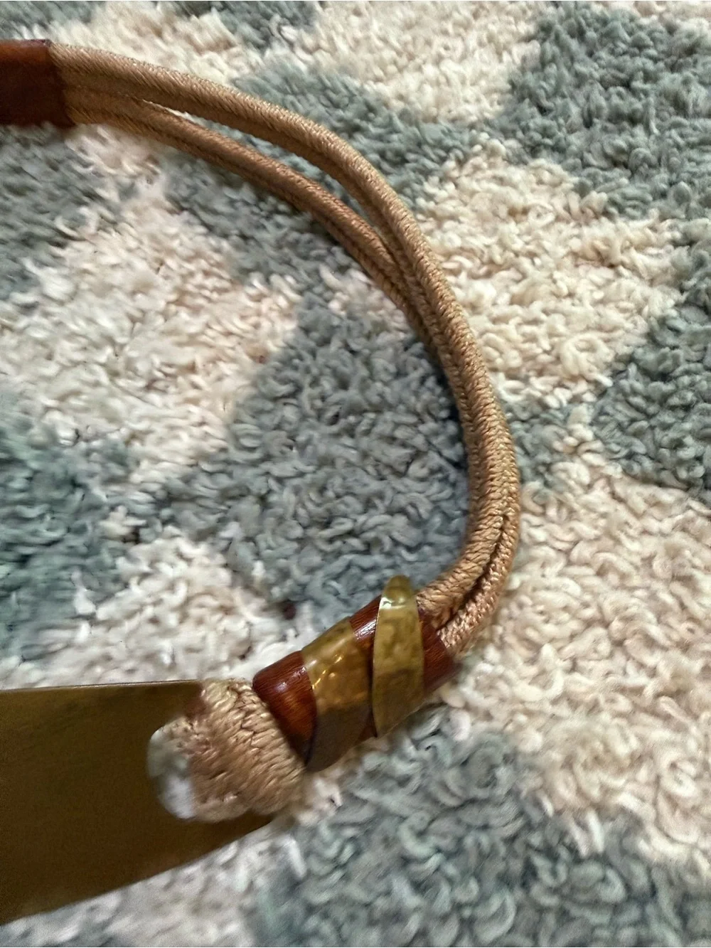 Vintage brass latch buckle stretchy belt braided strap retro statement boho art